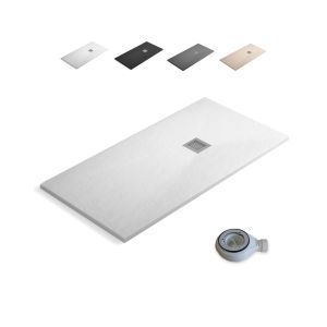 Plato ducha resina extraplano 200 x 90cm textura pizarra suave blanco