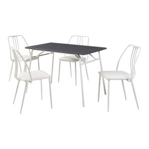 Juego de comedor omso mesa rectangular 4 sillas - blanco / gris [en.casa]