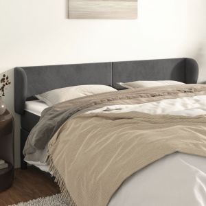 Cabecero de terciopelo gris oscuro 183x23x78/88 cm eso9454