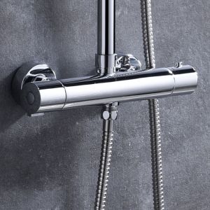 Kibath grifo columna ducha termostático acabado cromo brillo de latón