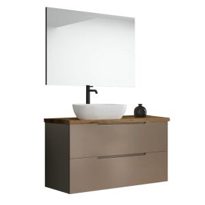 Kibath mueble baño y lavabo, espejo y LED victoria 100x45 en moka 2c susp.