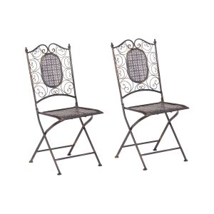 Conjunto de 2 sillas de jardín bormio plegable metal negro