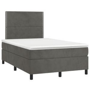 vidaXL cama box spring con colchón terciopelo gris oscuro 120x190 cm