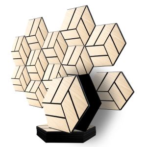 Pack 10 panel acústico pared hexagonal madera claro reykjavik 30x30x1cm