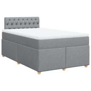 vidaXL cama box spring con colchón tela gris claro 120x190 cm