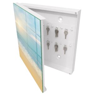 Caja para llaves 30x30x5 paisaje matutino, apertura izquierda blanca