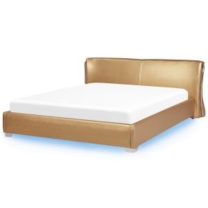 Cama LED piel paris 180 x 200 cm LED dorado