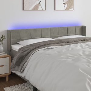 Cabecero con LED de terciopelo gris claro 203x16x78/88 cm eso2045