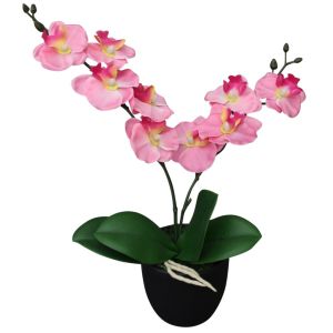 vidaXL planta artificial orquídea con macetero 30 cm rosa