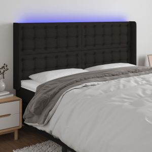 Cabecero con LED de tela negro 203x16x118/128 cm eso7192