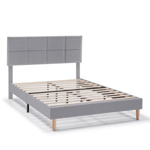 Estructura de cama tapizada silvi de 30 cm, 140x190 cm, gris claro