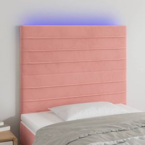 Cabecero con luces LED terciopelo rosa 90x5x118/128 cm eso1776