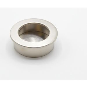 Tirador para mueble empotrado redondo en zamac d 40 mm niquelado cepillado