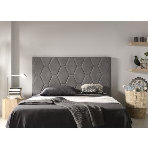 Cabecero ágata para cama de 135 de tela gris 154x115x8.