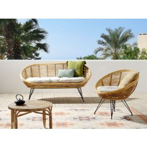 Conjunto de jardín 3 plazas maratea ratán natural