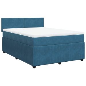vidaXL cama box spring con colchón terciopelo azul 140x190 cm