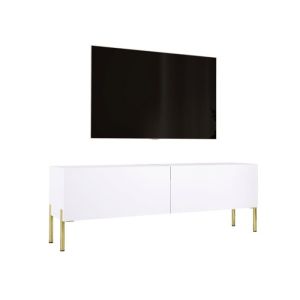 Mueble tv bajo - blanco mate - 140x52x32 cm