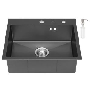 Auralum fregadero de cocina 1 seno 55x45×18,5cm fregadero bajo encimera de