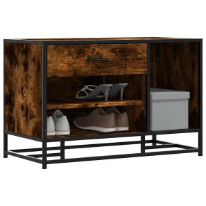 Banco zapatero madera de ingeniería roble ahumado 80x40x53,5 cm oif173114