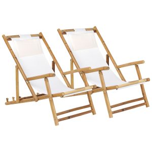 Conjunto de 2 hamacas plegables atrani bambú beige claro