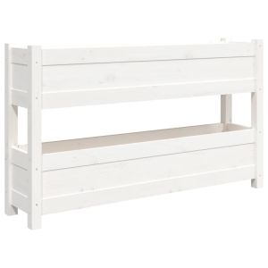 vidaXL jardinera de madera maciza de pino blanco 112x25x66 cm
