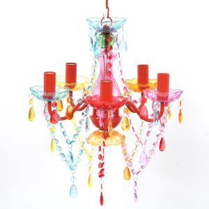 vidaXL luz de cristal 5 bombillas multicolor