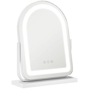 Espejo tocador 33x12x44.5 cm vidrio, metal color blanco Homcom