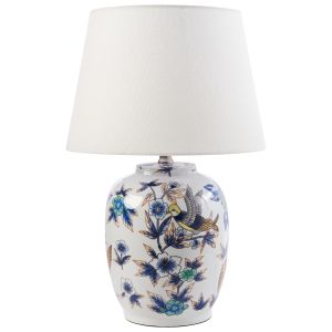 Lámpara de mesa sunja porcelana blanco/azul