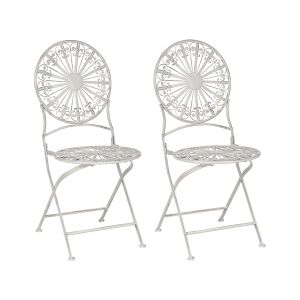 Conjunto de 2 sillas de jardín scafa metal blanco