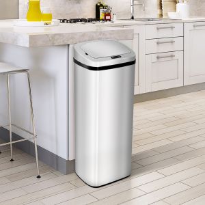 Cubo de basura con sensor para cocina acero inoxidable plata 67l