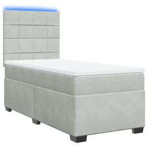 vidaXL cama box spring con colchón terciopelo gris claro 100x200 cm