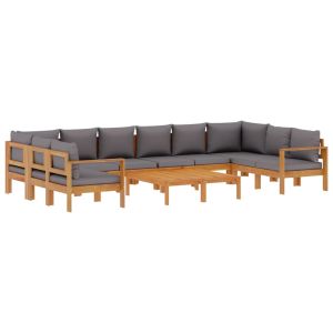 vidaXL set de sofás de jardín con cojines 8 pzas madera maciza acacia