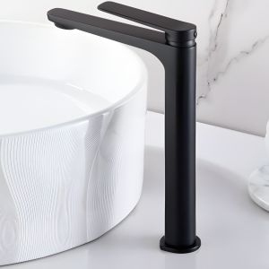 Imex - grifo monomando lavabo caño alto negro serie nápoles