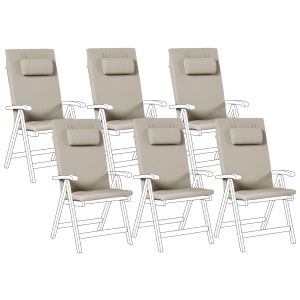 Conjunto de 6 cojines de jardín java/amantea premium 50 x 71 cm gris pardo