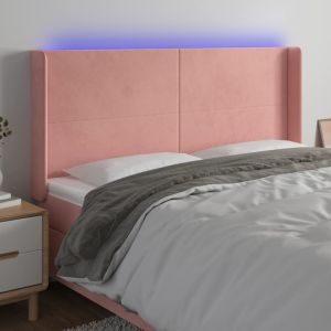 Cabecero con LED de terciopelo rosa 183x16x118/128 cm eso1705