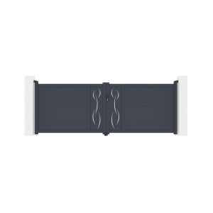 Puerta batiente regulable ancho 3,5m life h.120cm aluminio gris