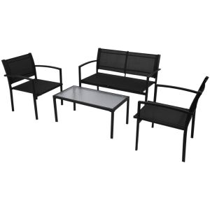 vidaXL set de muebles de jardín 4 piezas textilene negro