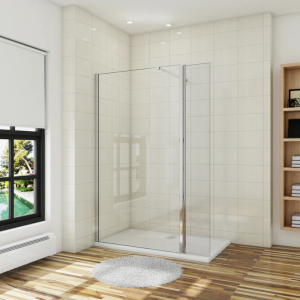 Mampara ducha fija con película de seguridad,barra 73-120cm,(120+40)x200cm