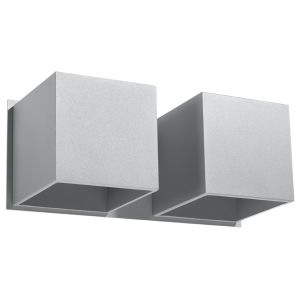 Lámpara de pared quad 2 gris aluminio 26x11x12cm