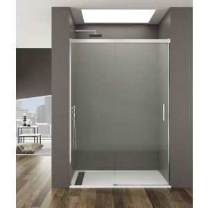 Mampara frontal basic fijo + corredera transparente cromado 105 cm