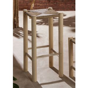 Taburete madera natural con asiento de cuerda 64 cms. 32dx64 cms