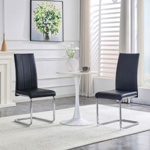 Silla de comedor pu negro con estructura metálica