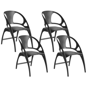 Conjunto de 4 sillas de jardín nemi plegable negro