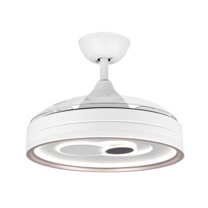 Ventilador de techo con luz mystic blanco, 4 aspas retráctiles