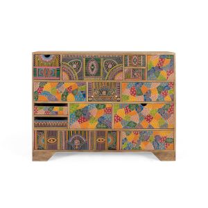 Cómoda holi de madera de mango en color natural-multicolor 120 cm