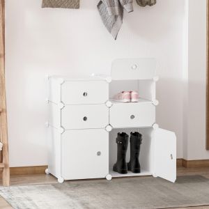 Zapatero modular con 6 compartimentos blanco 73x75x37cm
