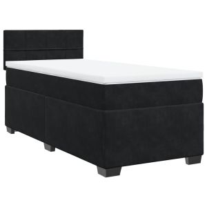 vidaXL cama box spring con colchón terciopelo negro 100x200 cm