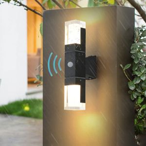 Aplique de pared exterior doble con sensor impermeable 14 w 6000 k blanco