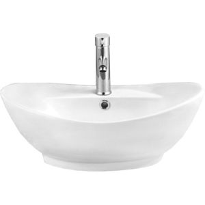 Lavabo cerámico sobre encimera, 59x40x20 cm, blanco