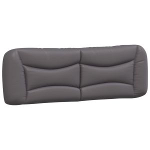 vidaXL cabecero de cama acolchado cuero sintético gris 160 cm